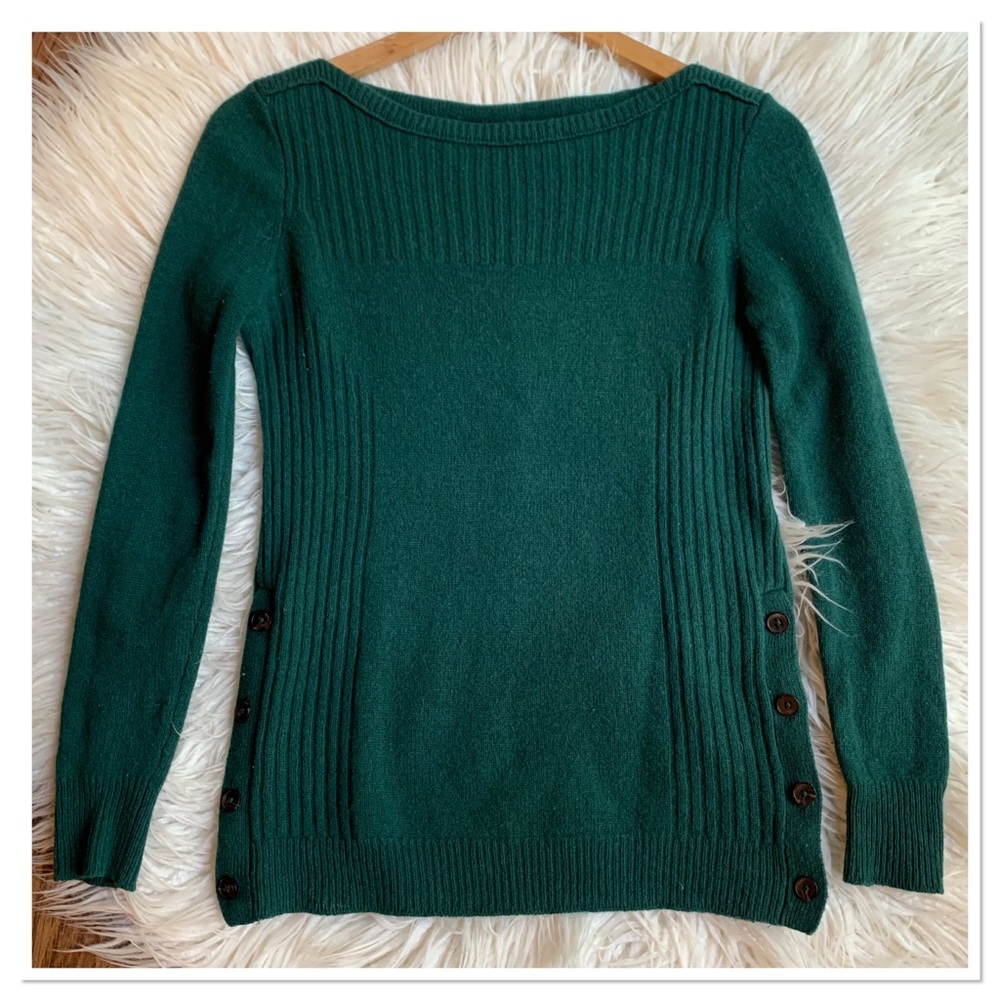 Madewell Pinewood Wool Sweater Button Sides Green Size Extra Small